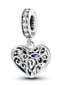 1 件粉色宝石心形锁，心形宝石向日葵 S925 纯银吊坠，适合手链/项链 DIY 礼物 - 彩色 - 查看 4