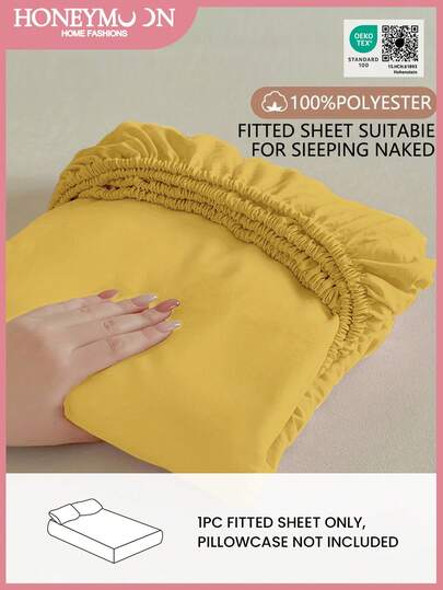 1pc Ultra Soft Solid Color Fitted Sheet, Lightweight As Cloud, 9.84 Inch/25cm Deep Pocket, Fits All Size Beds - Twin, Full, Queen, King, Essential For Home And Dorm, Oeko-Tex Certified