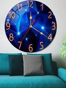 1pc 10-Inch/12-Inch Constantplanet Silent Wooden Wall Clock - Dreamy Navy Blue Geometric Design - Suitable For Living Room, Bedroom, Kitchen And Outdoor Decor, Home Decor, Room Decor - Multicolor - View 5