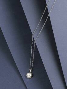 1CT Moissanite S925 Sterling Silver Necklace, Round Inner Mesh Pendant - Gift For Women, Daily Fashion Jewelry