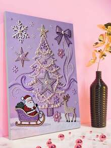 1套，新款珍珠画圣诞树，圣诞老人图案，钻石画套装，5D DIY珍珠形钻石局部钻石画套装，适用于家居客厅、卧室、书房等墙面装饰艺术，惊喜礼物，圣诞节、新年礼物、生日礼物。 - 彩色 - 查看 4