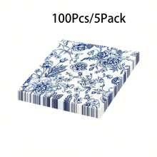Bộ 20/60/100 khăn ăn họa tiết hoa cổ điển, chất liệu sứ xanh trắng, lý tưởng cho đám cưới, sinh nhật, tiệc ngoài trời - hoàn hảo cho nhà hàng, nhà bếp, quán cà phê, trang trí hoa. - màu xanh da trời - Xem 10