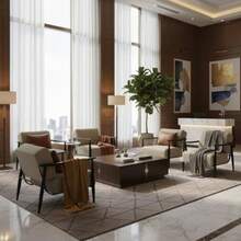 HOMEMAKE FURNITURE Sillones de Sala Modernos Asiento Ancho Resortes de Nueva Tecnología Alta Comodidad y Soporte Firme Brazos de Madera Sala Recámara y Estudios Modernos Beige + Madera Oscura - BeigeMaderaOscura - Ver 3