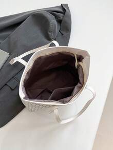 Túi tote đeo vai in họa tiết toàn thân, quà tặng Ngày của Mẹ cho mẹ, túi tote in chữ retro, túi đeo vai dung tích lớn, túi xách tay hoàn hảo cho việc đi làm. - trắng - Xem 11