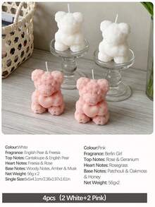 2pcs/4pcs Rose Bear Scented Candles - Cute Decorative Items And Handmade Gifts, Suitable For Women/Friends, Ideal For Wedding Souvenirs, Elegant Decorations And Gifts, Valentine's Day Gifts, Graduation Gifts, And Bedroom & Room Decor. - Multicolor - View 19