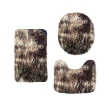 3 Pcs Mixed Color Bath Rugs Set, Bath Rug + Contour Mat + Toilet Seat Cover, Soft Microfiber Water Absorbent And Non-Slip Bathroom Rugs, Machine Washable, Easy To Dry - màu nâu - Xem 2