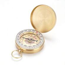 Durable Brass Glow-In-The-Dark Compass - Waterproof, Portable Mini Compass Suitable For Camping And Hiking, Pocket Watch Flip Cover Luminous Compass, Camping Accessories, Outdoor Navigation Tool, Retro Style, Portable, Suitable For Hiking, Exploration, Mountaineering, Fishing, Outdoor Activities, Travel Accessories, Survival Tools, Trekking Gear, Camping, Sports Accessories, Men's Gifts, Personalized Gifts - Multicolor - View 3