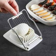 1pc Stainless Steel Egg Slicer With Plastic Handle - Manual Handheld Kitchen Tool, Precisely Cuts Eggs, Fruits And Vegetables - Durable, Easy To Clean, Suitable For Home And Restaurant Use, Kitchen Utensil | Egg Slicer | Durable Plastic Handle - Multicolor - View 1