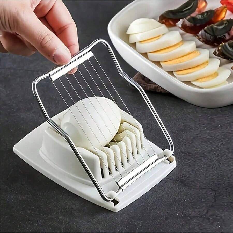 1pc Stainless Steel Egg Slicer With Plastic Handle - Manual Handheld Kitchen Tool, Precisely Cuts Eggs, Fruits And Vegetables - Durable, Easy To Clean, Suitable For Home And Restaurant Use, Kitchen Utensil | Egg Slicer | Durable Plastic Handle - Multicolor - View 1