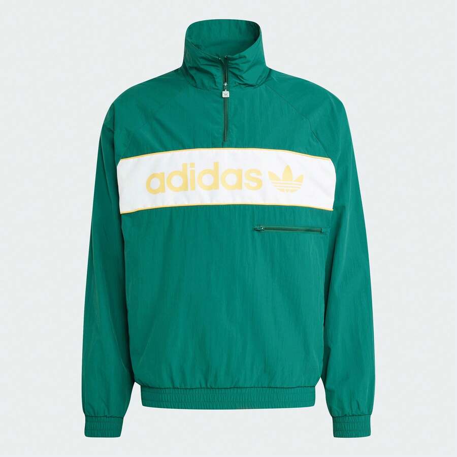 Adidas Áo khoác nam dáng casual thể thao, cổ kéo khóa nửa thân, thích hợp mặc hàng ngày vào mùa xuân và mùa thu, Mã sản phẩm IS3318 - màu xanh lá - Xem 1