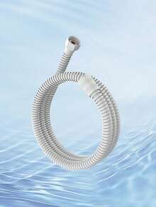 1pc 59-Inch/149.2cm Extra Long Stainless Steel Handheld Shower Hose Replacement, With Brass Fittings And Nut, Flexible Hose Extension For Handheld Shower Head - White - View 4