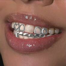 1 Set Hollow Star & Heart Zirconia Embedded Fang Tooth Jewelry, Unisex Daily, Nightclub, Party Accessory Tooth Grills
