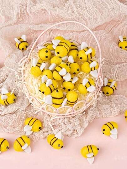 20pcs Mini Plush Bee Figurines, Cute Plush Bee Decorations, Fabric Plush Bee Pom Poms, Adorable Plush Bee Decor, Suitable For DIY Crafts, Home Decor, Parties, Holidays, School Events, DIY Bee Home Decor, Holiday Bee Decorations, Hair Accessories And Clothing Accessories, Theme Parties, Birthday Party Decorations