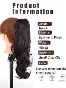 女士瀑布式半扎层次感卷发马尾假发，带发夹，逼真发丝喷泉设计，高马尾辫。 - 彩色 - 查看 6