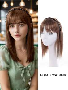 Hairband With Choppy Bangs, One-Piece Hair Extension For Women, Covering Gray Hair, Adding Volume, And Straight Bangs. - Multicolor - View 14