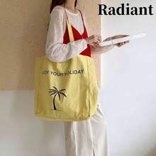Túi mua sắm cỡ lớn thời trang mới, kiểu dáng casual, họa tiết chữ cái, túi đeo vai đi biển, túi đi biển, ba lô du lịch, ví nữ casual, thích hợp cho đi làm, mua sắm, tụ họp, đi học, du lịch và các dịp nghỉ lễ. - Màu vàng - Xem 7