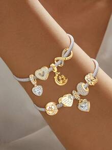 1 Stück modischer, funkelnder herzförmiger Perlenanhänger, geeignet für Frauen Armbänder, Armreifen DIY Schmuckherstellung und tägliche Accessoires, geeignet zum Tragen für Mädchen - Perlen - Übersicht 2