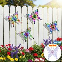 4 PEÇAS Decoração de Parede de Borboleta de Metal Vazado, Escultura de Parede de Arte de Ferro Vibrante e Resistente à Ferrugem de 16 cm para Jardim, Pátio, Quintal, Varanda, Cerca - Presente Perfeito para Família, Amigos, Inauguração e Dia das Mães - Estilo B - Visão 11
