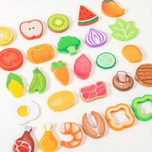 2件套儿童逼真蔬菜水果肉类DIY沙拉玩具套装，适合男孩女孩食物认知沙拉DIY，角色扮演过家家玩具套装，圣诞节/儿童节/生日礼物 - 彩色 - 查看 10
