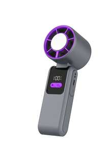 1pcPortable Foldable Ice-Cooling High-Speed Fan With LED Display, Dual Charging Ports & Built-In Cable - Summer Outdoor Travel Must-Have, Cools Even At 40°C, (, )