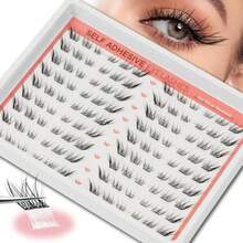 Fox Eyelash Clusters Cat Eye Wispy Lash Clusters Pre Glued Self Adhesive Eyelashes Natural Color Individual Lashes Left Right DIY False Eyelashes - 黑色 - 查看 8