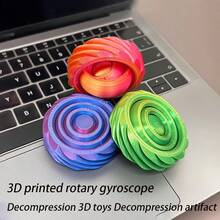 3D打印旋转陀螺减压玩具，3D成人，采用优质PLA材料制成，轮胎纹路设计，抓握力强，适合：朋友聚会、缓解压力 - 彩色 - 查看 6