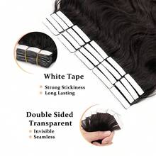 Body Wave Hair Extensions Tape In 20pcs Tape Ins Human Hair Extensions Natural Hair Tape In Soft Skin Wet And Invisible - S1B - View 6