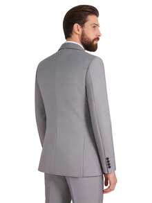 2026 Trending Men's 3-Piece Suit Set - Peak Lapel Blazer, Vest & Dress Pants | Classic Solid Formal Wear For Wedding Guest, Business & Prom (Easy-Care Poly-Viscose Blend) - Xám - Xem 8