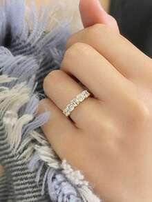 1枚奢华立方氧化锆戒指，女士婚礼订婚派对珠宝情人节礼物 - 4# - 查看 9