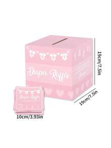 一套51件的婴儿尿布抽奖游戏盒，包含尿布抽奖券盒和婴儿礼物留言盒，适合婴儿生日派对 - 彩色 - 查看 8