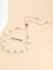 1pc Adjustable Cute Pearl Anklet, Fashionable And Popular, Suitable For Beach, Party, And Daily Wear - Gold - View 4