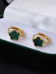 4对/套四叶草耳环，经典简约设计，百搭甜美精致，高品质通勤及日常配饰，红色新年版多巴胺耳环套装 - 彩色 - 查看 6