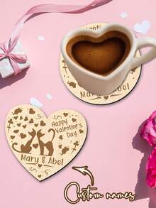 1个个性化定制情人节快乐马克杯礼品 | 送给爱人的礼物 | 周年纪念礼物 | 送给妻子的礼物 | 送给伴侣的礼物 | 意义非凡的情人节礼物（八角形、心形、圆形） - 棕色 - 查看 2