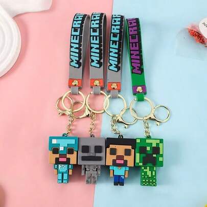 Pixel Design Keychain, 3D Figurine, Woven Keyring, Multiple Color Options. 3D Stereoscopic, Double-Sided Printing, High Fidelity, Exquisite Craftsmanship. Suitable For Backpack Pendant, Key Accessory, Bag Decoration, Car Keychain, Phone Charm.