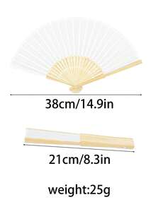 1pc/5pcs/10pcs/15pcs/25pcs White Folding Fan Set, White Folding Fan With Clear Bag, White Hand Fan, Clear Bag, Bamboo Folding Hand Fan - Multicolor - View 3