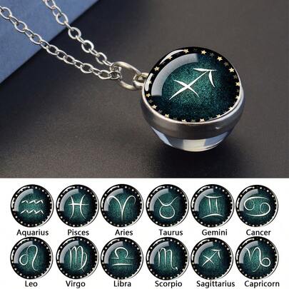 1件装十二星座吊坠项链，女士时尚珠宝礼物，生日、圣诞节、节日派对配饰