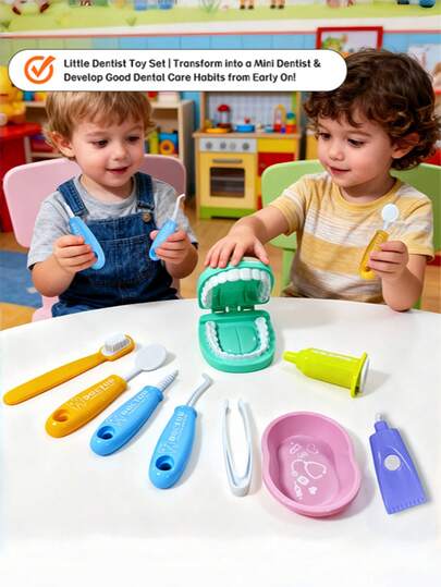 Dentist Examination Teeth Model Role Play Dental Check-Up Toy, With Teeth And Oral Model - Dentist Playset For Boys And Girls, Educational Teeth Care Learning, Children Dentist Role Play Toy