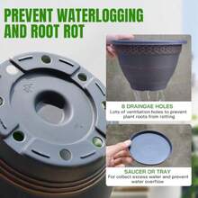 4 paquetes de macetas de plástico grandes de 16 pulgadas para plantas, macetas de flores para interiores y exteriores con agujeros de drenaje y platillo, con patrón a cuadros, macetas de jardín para hierbas - Cobre - Ver 2