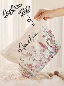 个性化化妆包，可定制字母姓名Logo收纳袋，可根据您的独特设计进行定制，拉链化妆包，旅行洗漱包，多功能洗漱收纳包，无香型，男女通用，不防水，迷你化妆包，旅行小化妆盒配件，化妆刷收纳袋，适合通勤、上学和购物，方便户外使用，送给朋友和闺蜜的礼物 - 彩色 - 查看 3