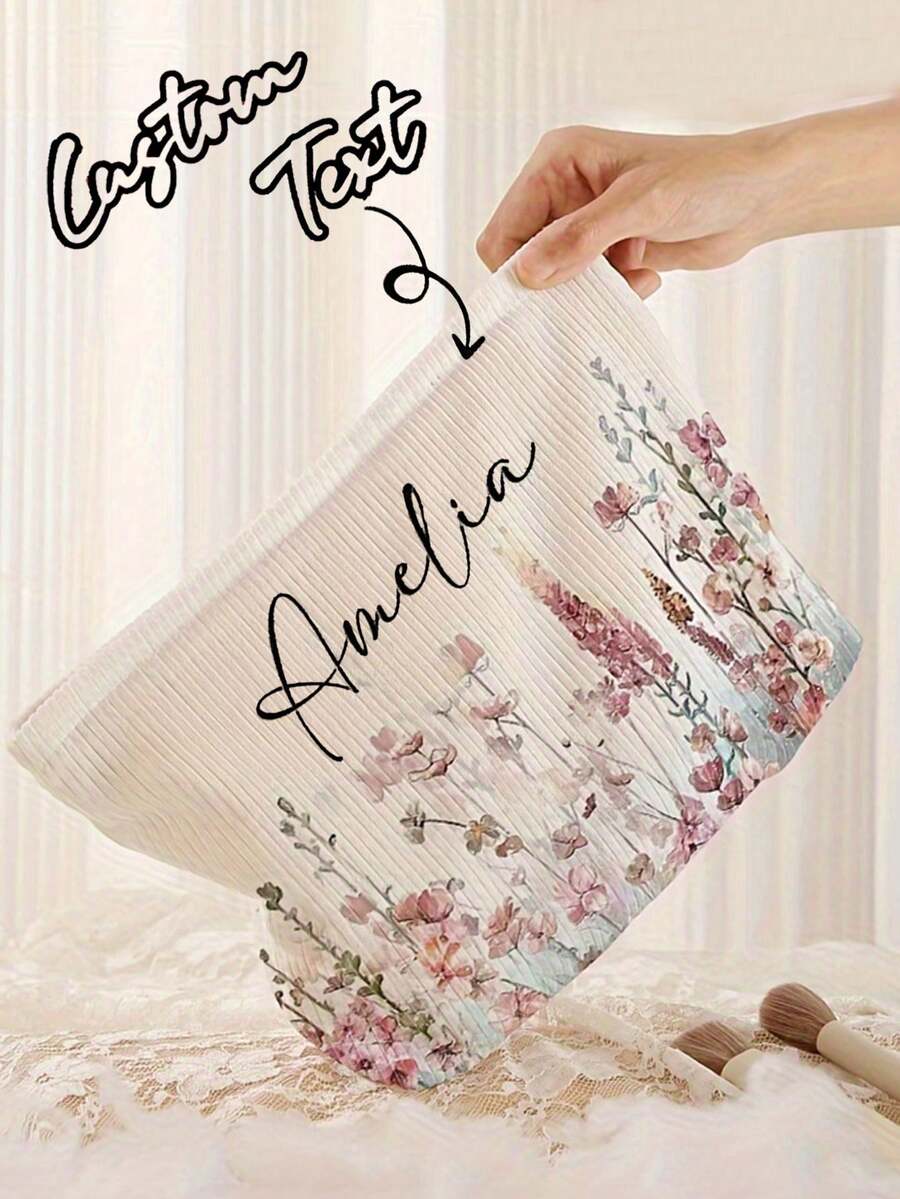 Personalized Makeup Bag, Custom Letter Name Logo Storage Bag, Customizable According To Your Unique Design, Zippered Cosmetic Pouch For Travel & Toiletries,Multifunctional Toiletry Organizer, Unscented, Unisex-Adult, Non-Waterproof Makeup Organizer Makeup Storage Bag Mini Pouch Travel Small Makeup Case Accessories Make Up Holder Brush Bag ,Suitable For Commuting, School And Shopping, Convenient For Outdoor Use, Gift For Friends And Besties - Multicolor - View 1