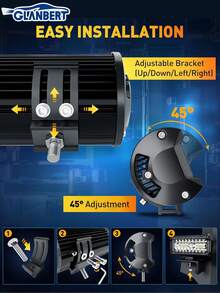 GLANBERT 6-Inch 40 LED Car Light Bar High Brightness Combination White Exterior Light, Automotive LED Combination Light Set, Dual-Head Suitable For Truck, SUV, Motorcycle, ATV - 12-60V - View 6