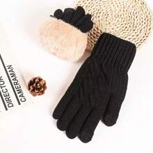 1 Pair Women's Winter Warm Touchscreen Gloves And 1 Pair Beige Knitted Full Finger Warm Gloves, Suitable For Running, Driving, Cycling, Parties, Hiking And Cold Weather In Winter, Random Style Delivery - Multicolor - View 9