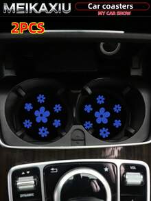 MEIKAXIU 2pcs 3D Floral Fabric Cup Mats, Car Cup Holders Coasters, Car Decor Accessories, For Women - Bubble Flowers - View 12