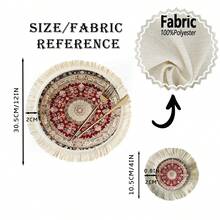 1/4/6pcs Middle Eastern Festival Series Expanding Geometric Floral Pattern Linen Printed Tassel Table Mat/Coffee Cup Coaster - Multicolor - View 11