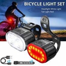 Bicycle LED Headlight & Taillight Set,Bicycle Lighting, Front And Rear Lights, Bicycle Lights, LED Cycling Lights, Bicycle Flashlight Jane, Bicycle Front Tail Light Lights. USB Type-C Fast Charging Bicycle Front,And Portable LED Bike Light, IPX5 Waterproof,Suitable For Various Holiday Gifts, Suitable For Giving Father'S Day Gifts(2PCS) - Black - View 6
