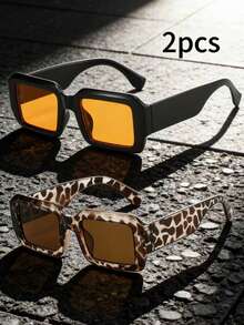 1副/2副时尚方形宽腿复古眼镜，用途广泛，适合旅行、驾驶、街头摄影 - 彩色 - 查看 11