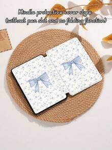 Bow Knot Light Blue Rose Bow Knot Pattern Tablet Protective Case, Compatible With IPad 9.7/10.2/10.5/10.9/12.9/Pro 11 (10th Gen), Compatible With Samsung Galaxy Tab S6 Lite 10.4 Inch, Compatible With Kindle Paperwhite (12th Gen, 2024 Release), Kindle (11th Gen, 2022 Release), Soft Shock-Proof Protection, Smart Stand/Auto Wake/Sleep Function - Multicolor - View 10