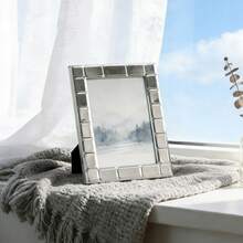 4x6/5x7 Inch Mirror Edged Photo Frame, Cubic 3D Frame, Photo/Artwork Display Stand - Silver - View 2
