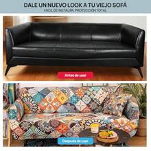 Funda para Sillonescon Funda de Almohada Funda de Sofa 3 Plazas Cubre Sillones Sala Ajustables Sofa Cover 360° Cobertura Funda para Sofá de Supersuave y Elástica Lavable a máquina - Bohemia - Ver 5