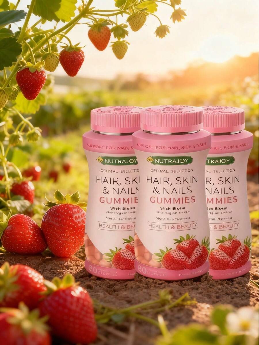 MONTUE 3Pcs Optimal Selection Hair, Skin And Nails Pectin Gummies, 2500 Mcg Biotin Per Serving, Vegetarian Formula, Strawberry Flavor,80 Count, 40 Total Servings - 240個裝 - 查看 1